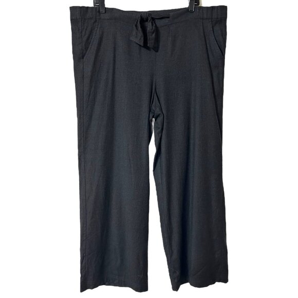 St. John Dark Gray Wide-Leg Pants With Tie Waist - Women's Size Large - Picture 1 of 6